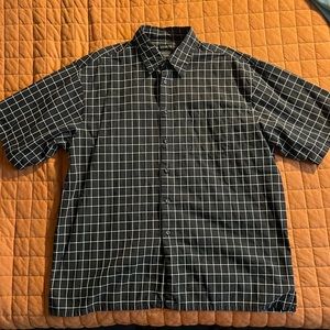 George - XL - Vintage black and white grid button down short sleeve